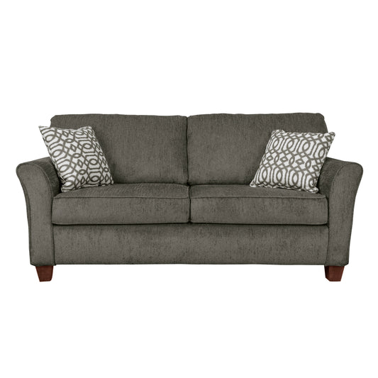 Homelegance Alain Loveseat in Brownish Gray Chenille with Dark Cherry Legs 8225-2