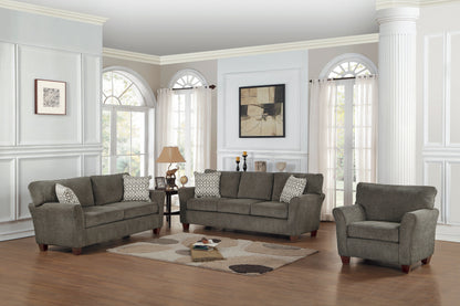 Homelegance Alain Loveseat in Brownish Gray Chenille with Dark Cherry Legs 8225-2
