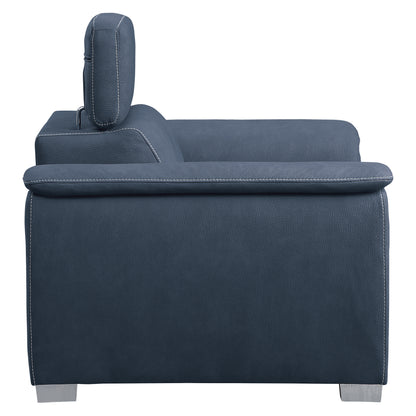 Homelegance Ferriday Accent Chair with Pull-out Ottoman in Textured Blue Microfiber 8228BU-1