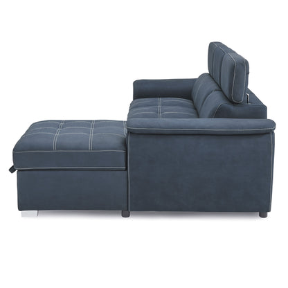Homelegance Ferriday Sectional Sofa Blue Microfiber with Hidden Storage 8228BU