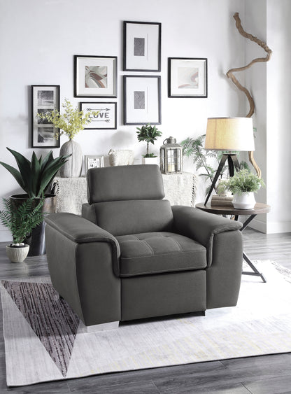 Homelegance Ferriday Accent Chair with Pull-out Ottoman Gray 8228GY-1