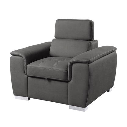 Homelegance Ferriday Accent Chair with Pull-out Ottoman Gray 8228GY-1