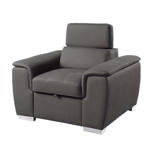 Homelegance Ferriday Accent Chair with Pull-out Ottoman Gray 8228GY-1