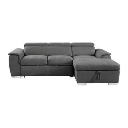 Homelegance Ferriday Sectional Sofa Soft Gray Upholstery 8228GY