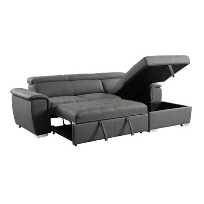Homelegance Ferriday Sectional with Adjustable Headrests in Gray 8228GY