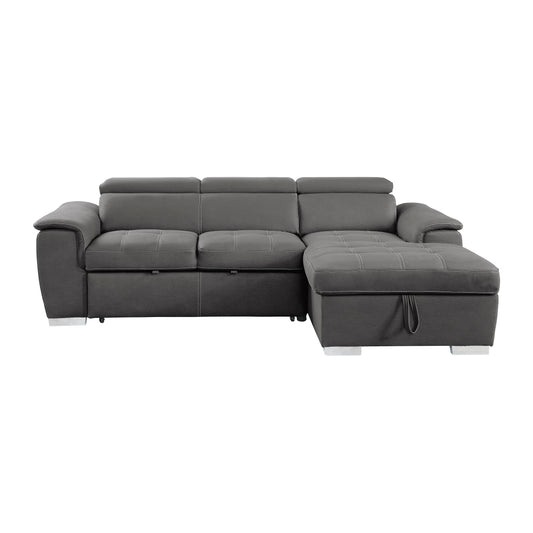 Homelegance Ferriday Sectional with Adjustable Headrests in Gray 8228GY