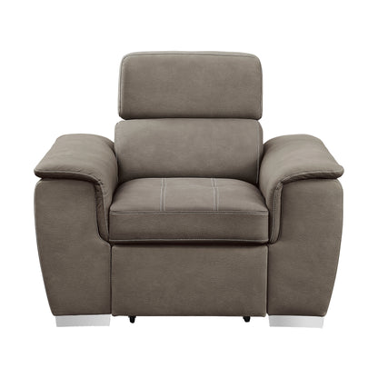 Homelegance Ferriday Accent Chair with Pull-out Ottoman in Textured Taupe 8228TP-1