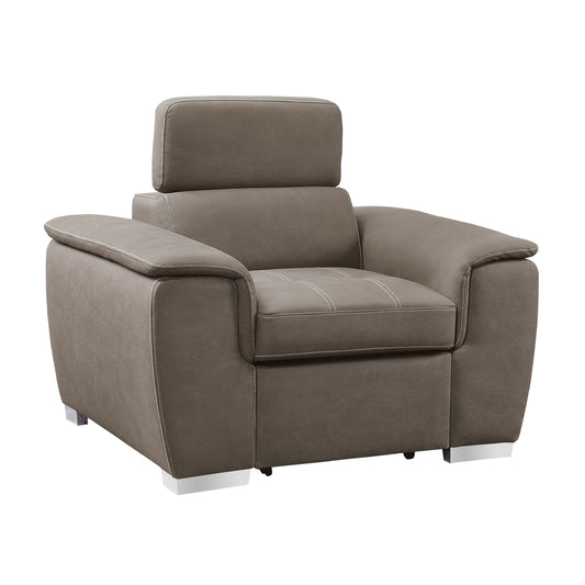 Homelegance Ferriday Accent Chair with Pull-out Ottoman in Textured Taupe 8228TP-1