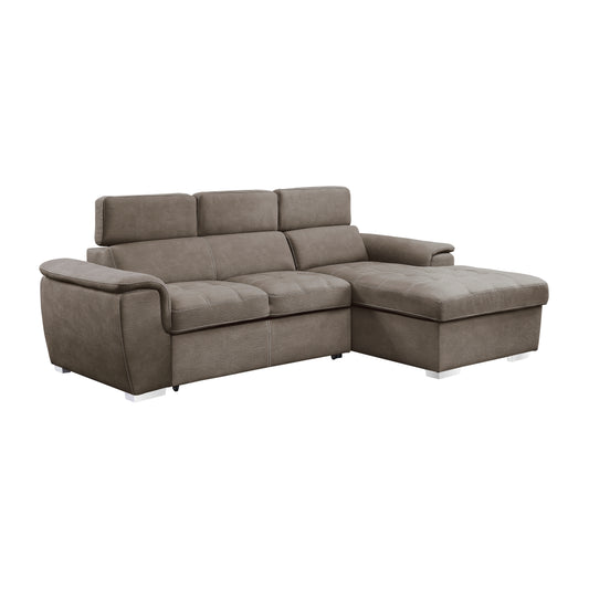 Homelegance Ferriday Sectional Sofa in Soft Taupe with Hidden Storage and Bed 8228TP