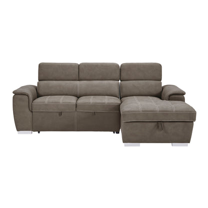 Homelegance Ferriday Sectional Sofa in Soft Taupe with Hidden Storage and Bed 8228TP