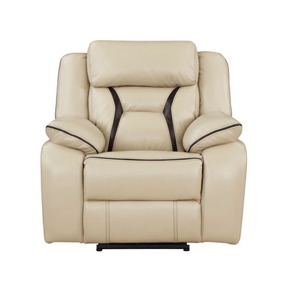 Homelegance Amite Reclining Chair Power Recliner in Beige Faux Leather 8229NBE-1PW