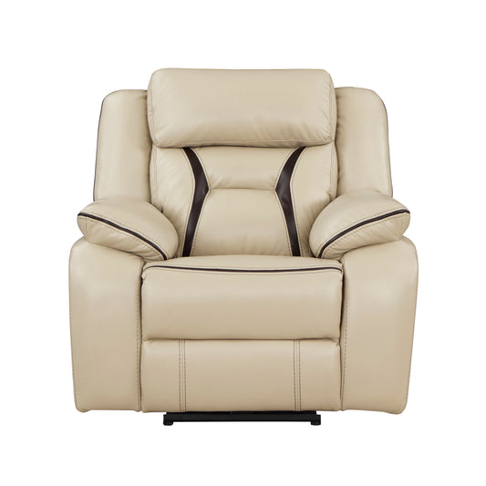 Homelegance Amite Reclining Chair Power Recliner in Beige Faux Leather 8229NBE-1PW