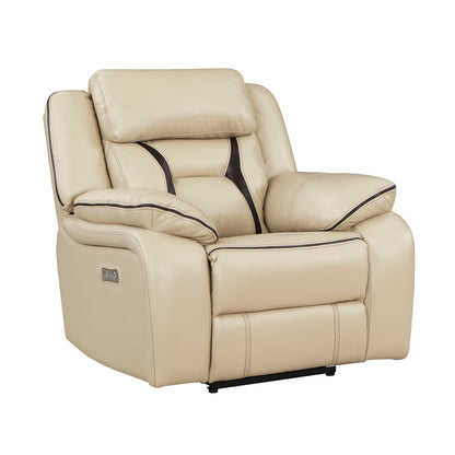 Homelegance Amite Reclining Chair Power Recliner in Beige Faux Leather 8229NBE-1PW