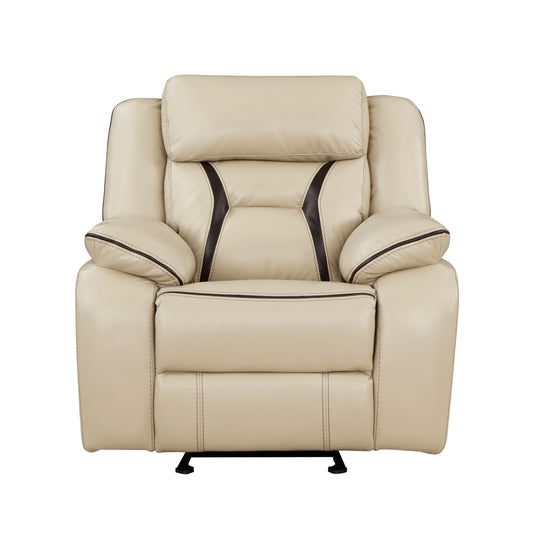 Homelegance Amite Glider Recliner Chair in Beige Faux Leather 8229NBE-1