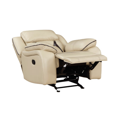 Homelegance Amite Glider Recliner Chair in Beige Faux Leather 8229NBE-1