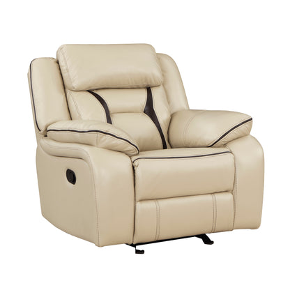 Homelegance Amite Glider Recliner Chair in Beige Faux Leather 8229NBE-1