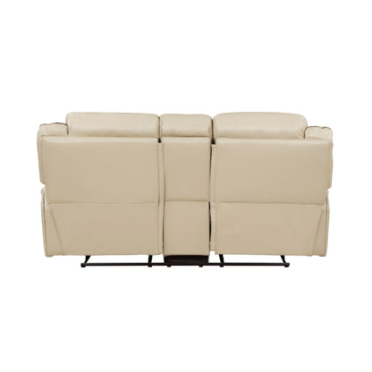 Homelegance Amite Loveseat Reclining with Center Console in Beige 8229NBE-2