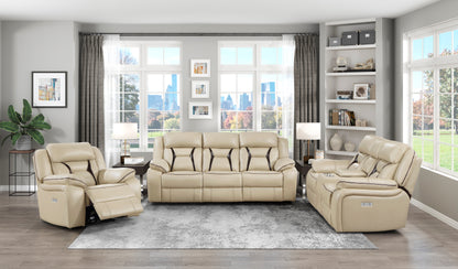 Homelegance Amite Reclining Chair Power Recliner in Beige Faux Leather 8229NBE-1PW