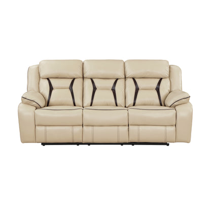 Homelegance Amite Sectional Sofa Beige Faux Leather Power Recline 8229NBE-3PW