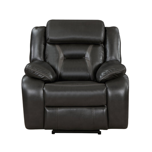 Homelegance Amite Reclining Chair Power Recliner in Gray Faux Leather 8229NDG-1PW