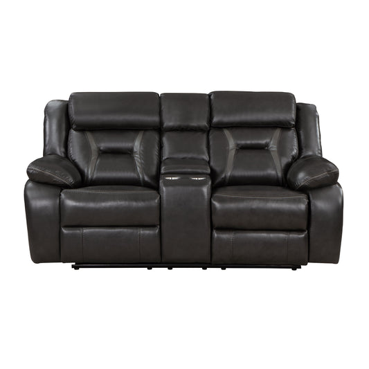 Homelegance Amite Loveseat Power Reclining Gray Faux Leather 8229NDG-2PW