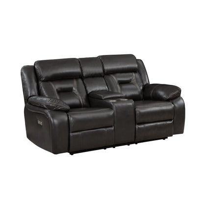 Homelegance Amite Loveseat Power Reclining Gray Faux Leather 8229NDG-2PW