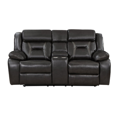 Homelegance Amite Loveseat Reclining in Gray with Center Console 8229NDG-2