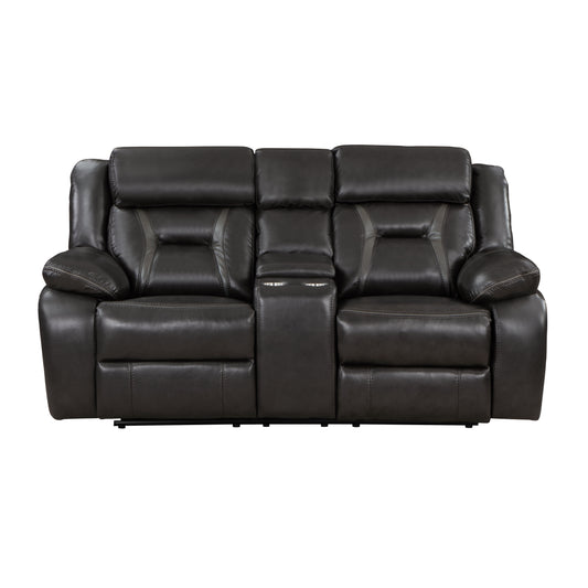 Homelegance Amite Loveseat Reclining in Gray with Center Console 8229NDG-2