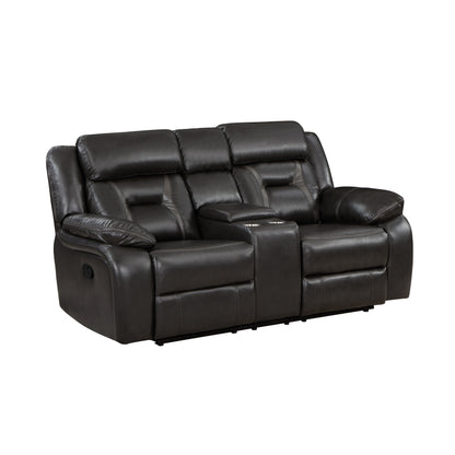 Homelegance Amite Loveseat Reclining in Gray with Center Console 8229NDG-2