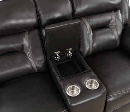 Homelegance Amite Loveseat Reclining in Gray with Center Console 8229NDG-2