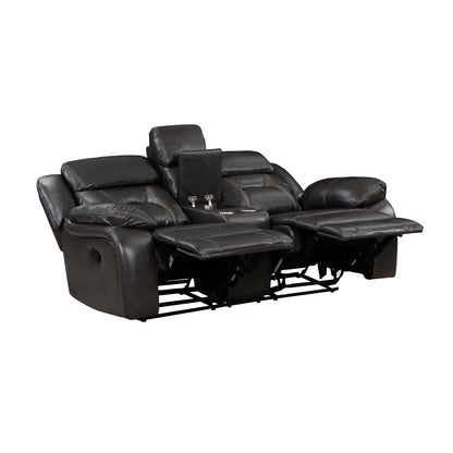 Homelegance Amite Loveseat Reclining in Gray with Center Console 8229NDG-2