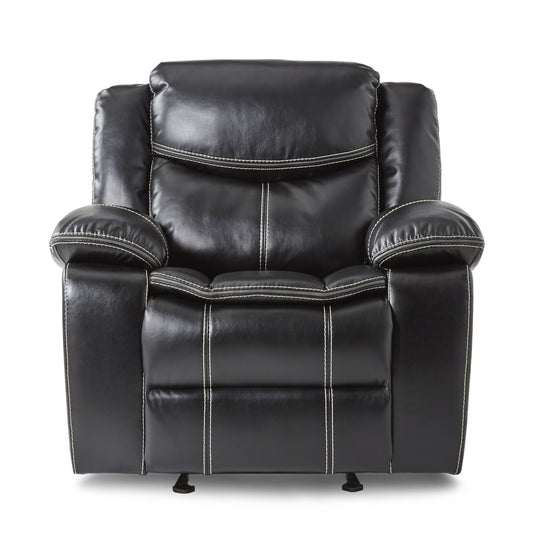 Homelegance Bastrop Glider Recliner Chair in Black Faux Leather 8230BLK-1
