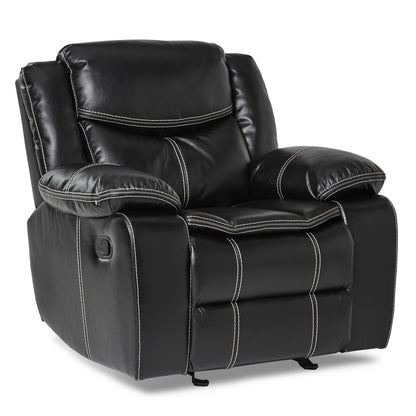 Homelegance Bastrop Glider Recliner Chair in Black Faux Leather 8230BLK-1