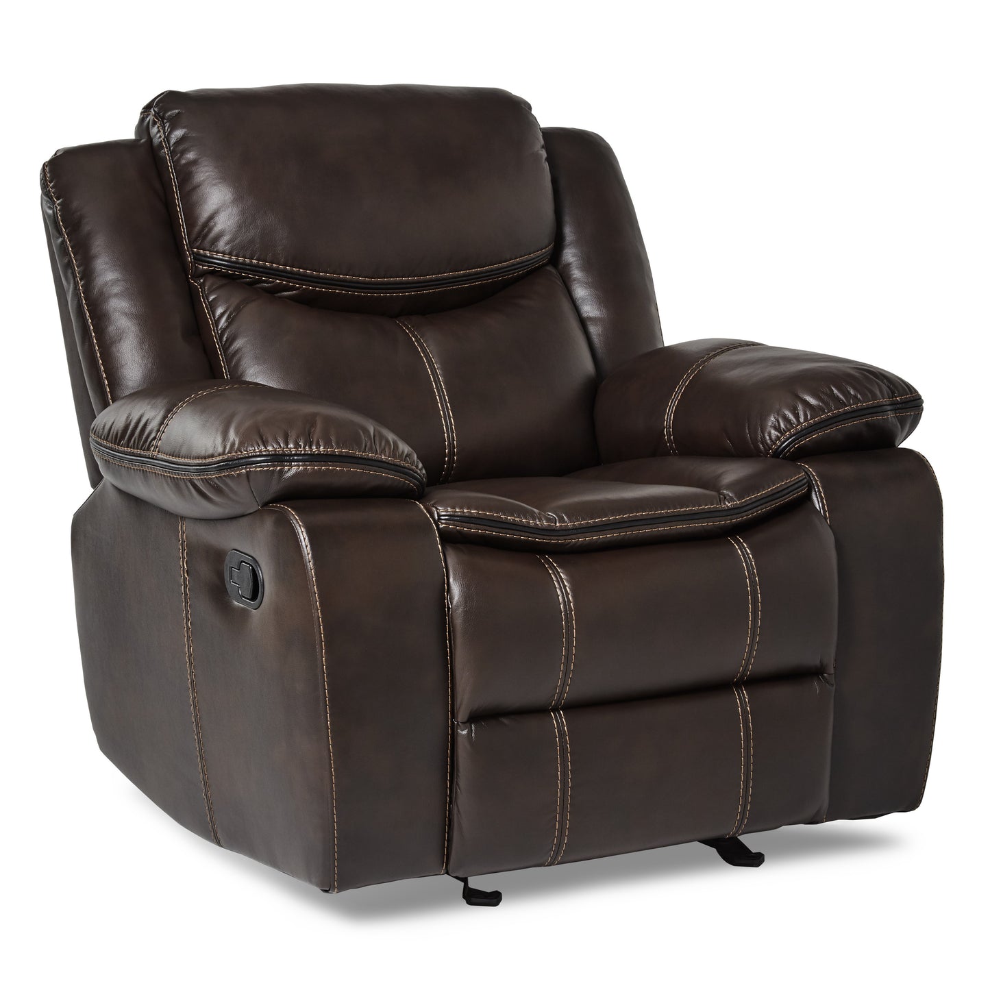 Homelegance Bastrop Glider Recliner in Premium Brown Faux Leather 8230BRW-1