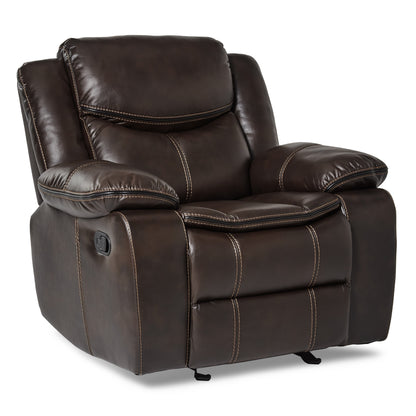 Homelegance Bastrop Glider Recliner in Premium Brown Faux Leather 8230BRW-1