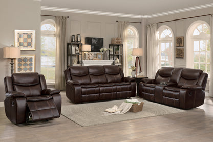 Homelegance Bastrop Glider Recliner in Premium Brown Faux Leather 8230BRW-1