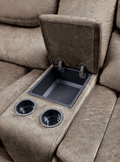 Homelegance Bastrop Brown Glider Reclining Loveseat with Center Console 8230FBR-2