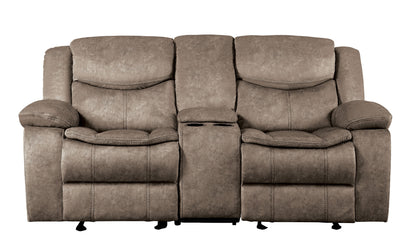 Homelegance Bastrop Brown Glider Reclining Loveseat with Center Console 8230FBR-2