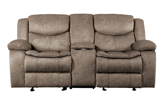 Homelegance Bastrop Brown Glider Reclining Loveseat with Center Console 8230FBR-2