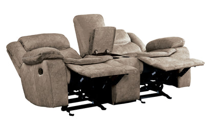 Homelegance Bastrop Brown Glider Reclining Loveseat with Center Console 8230FBR-2