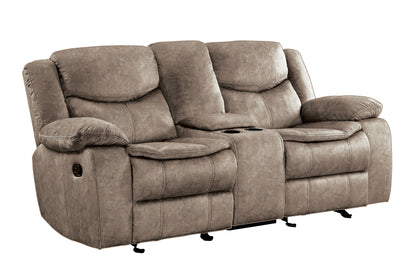 Homelegance Bastrop Brown Glider Reclining Loveseat with Center Console 8230FBR-2