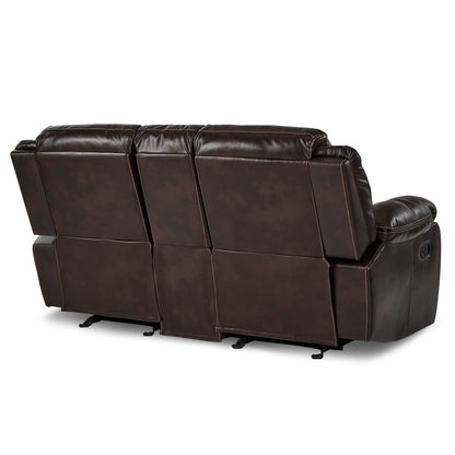 Homelegance Bastrop Brown Glider Reclining Loveseat with Center Console 8230BRW-2
