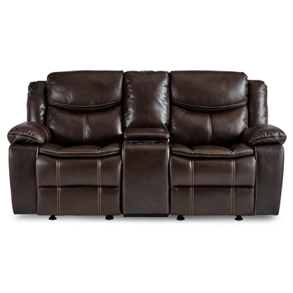 Homelegance Bastrop Brown Glider Reclining Loveseat with Center Console 8230BRW-2