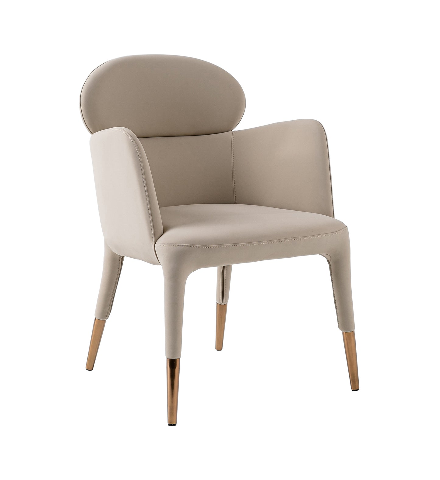 Modrest Shannon Modern Beige Vegan Leather Rosegold Dining Chair