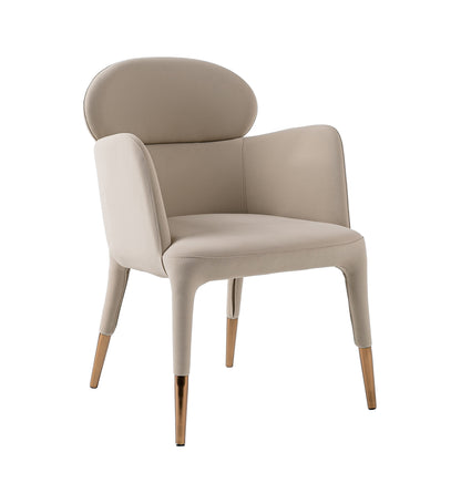 Modrest Shannon Modern Beige Vegan Leather Rosegold Dining Chair