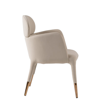 Modrest Shannon Modern Beige Vegan Leather Rosegold Dining Chair