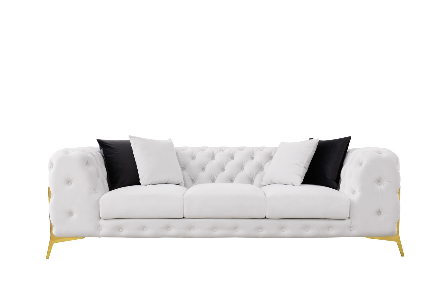 Divani Casa Clarice Transitional Light Beige Velvet Sofa Set