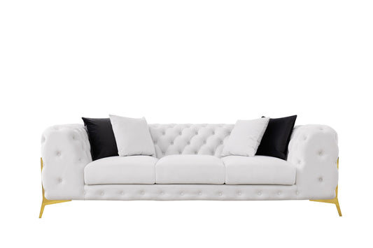 Divani Casa Clarice Transitional Light Beige Velvet Sofa Set