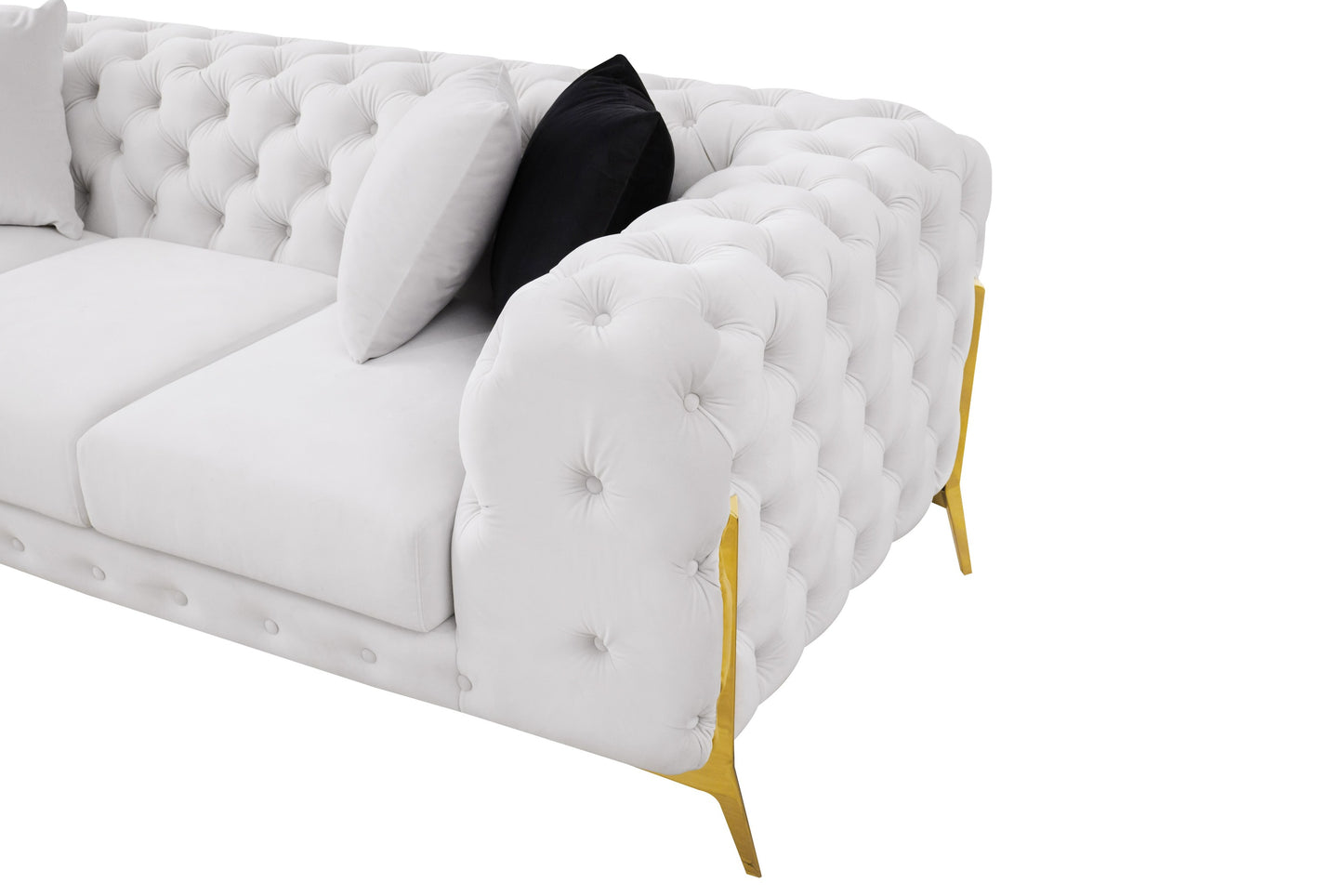 Divani Casa Clarice Transitional Light Beige Velvet Sofa Set