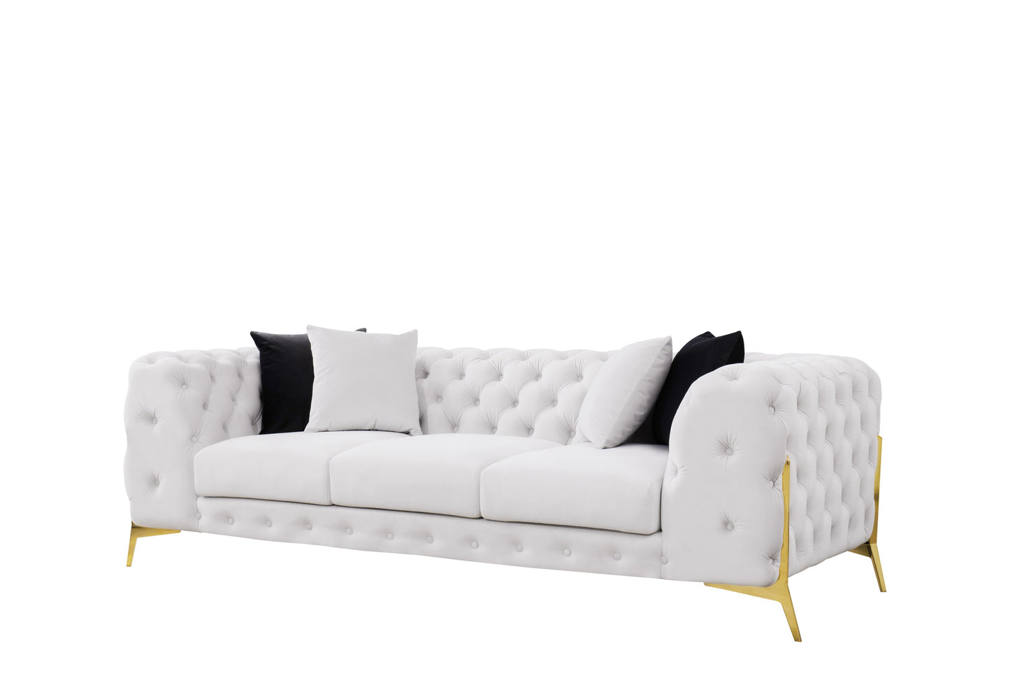 Divani Casa Clarice Transitional Light Beige Velvet Sofa Set